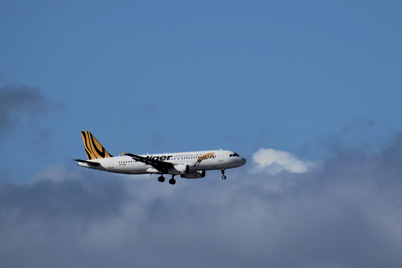 Passenger airplane flying in the blue sky representing travel preparations and relocation costs